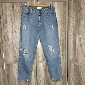 C/E Current Elliott Jeans Size 30 Distressed Ripped Boyfriend Tapered Leg